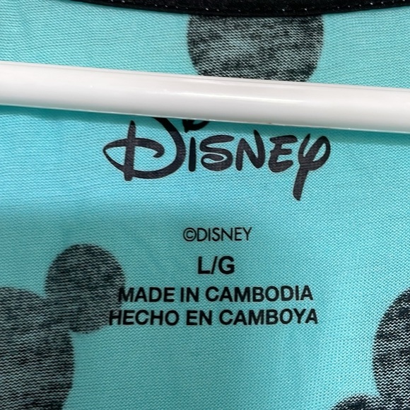 Women’s L Aqua Disney Shirt Mickey Mouse ears pjs top short sleeve 5% spandex - Picture 3 of 9